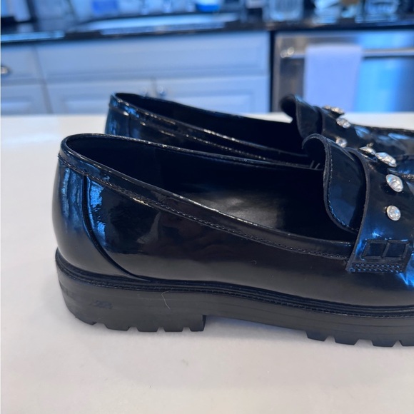 NEW Kate Spade BLACK PATENT Leather Women's Loafers With Rhinestone Size 8 - Picture 4 of 9
